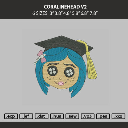 Coralinehead V2 Embroidery Machine Design File 6 sizes
