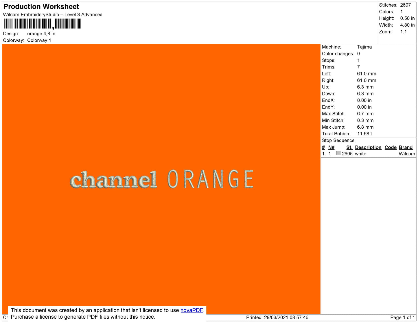C Orange Text Embroidery Machine Design File 4 size