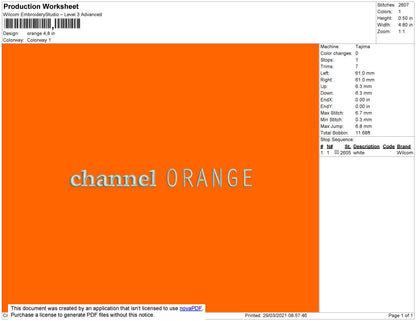 C Orange Text Embroidery Machine Design File 4 size