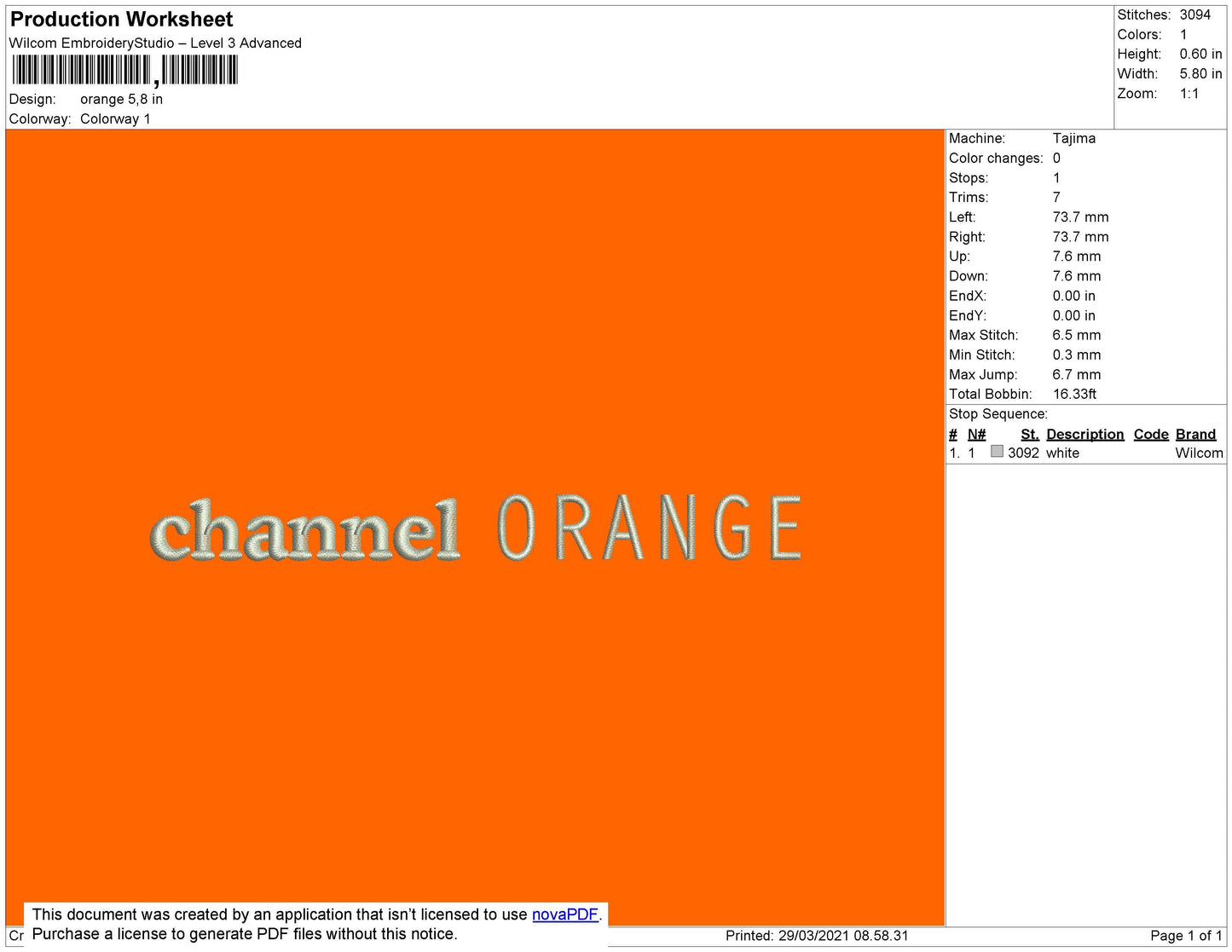 C Orange Text Embroidery Machine Design File 4 size