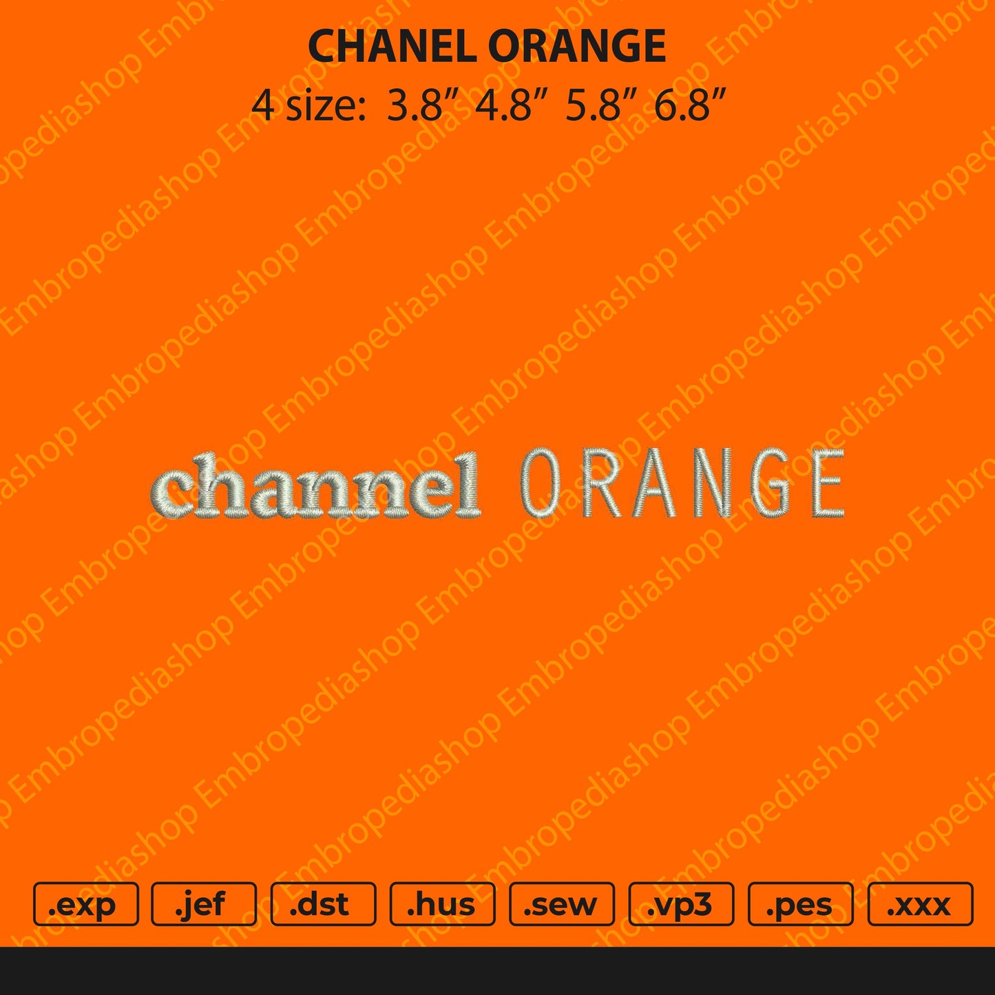 C Orange Text Embroidery Machine Design File 4 size