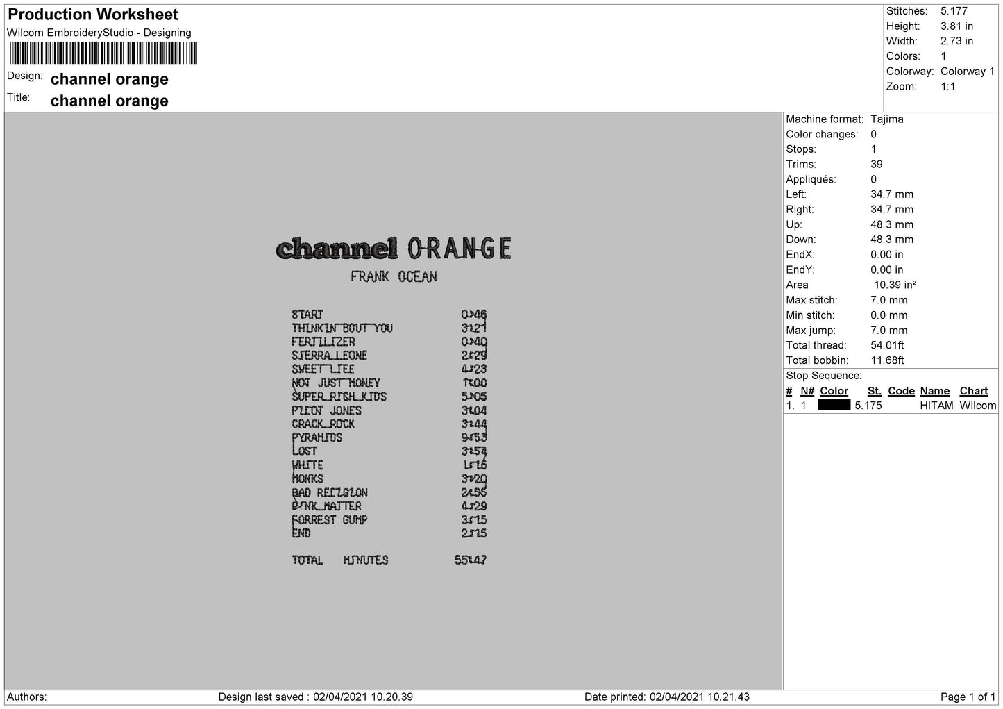 C Orange Playlist Embroidery Machine Design File 4 size
