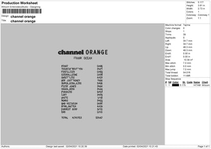 C Orange Playlist Embroidery Machine Design File 4 size