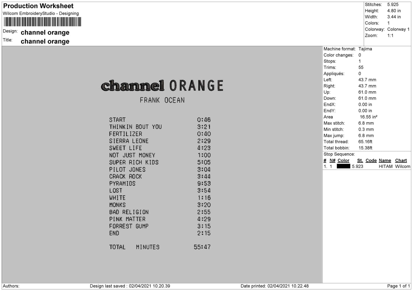 C Orange Playlist Embroidery Machine Design File 4 size