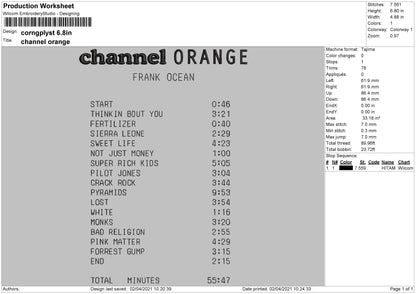 C Orange Playlist Embroidery Machine Design File 4 size