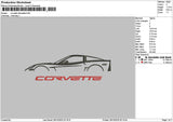 Corvettetext Sillhouette Embroidery File 6 sizes