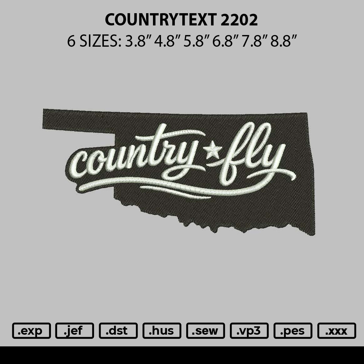 Counrytext Embroidery File 6 sizes