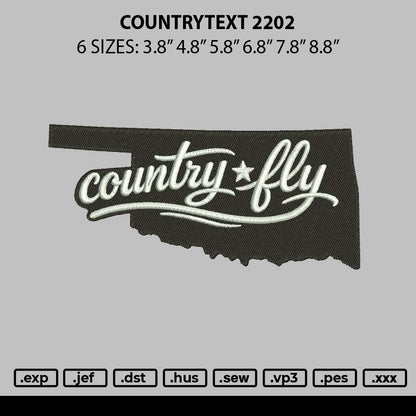 Counrytext Embroidery File 6 sizes