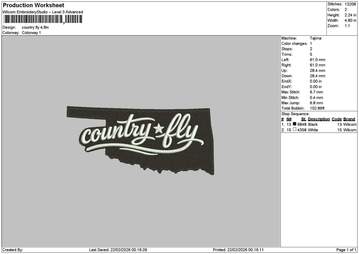 Counrytext Embroidery File 6 sizes