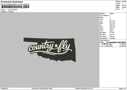 Counrytext Embroidery File 6 sizes