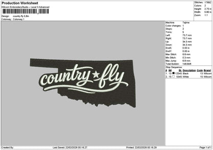 Counrytext Embroidery File 6 sizes