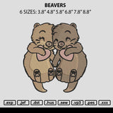 Beavers Embroidery File 6 sizes