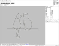 Couple Cat Embroidery File 6 Size