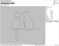 Couple Cat Embroidery File 6 Size