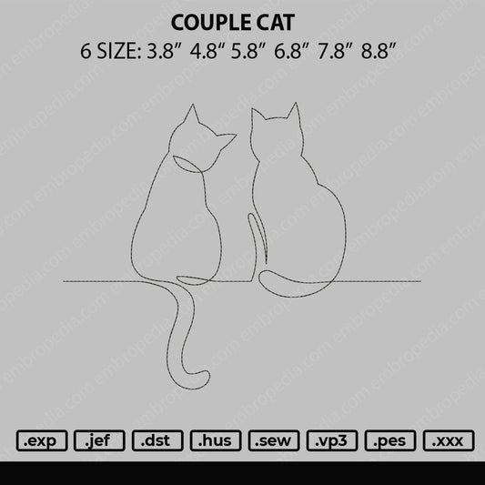 Couple Cat Embroidery File 6 Size