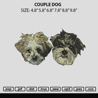 Couple Dog Embroidery File 6 sizes