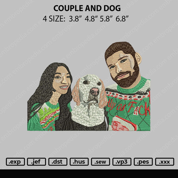 Couple N Dog Embroidery File 4 size