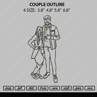 Couple Outline Embroidery File 4 size