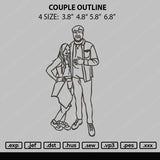 Couple Outline Embroidery File 4 size