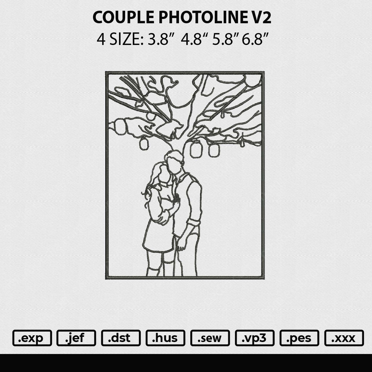 Couple Photoline V2 Embroidery File 4 sizes