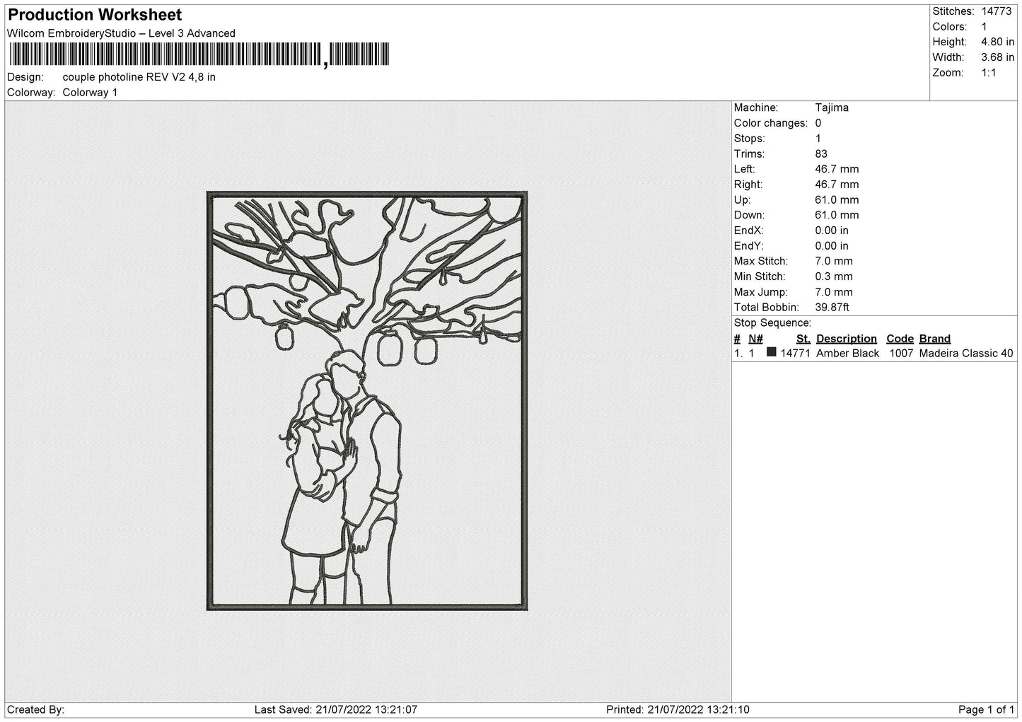 Couple Photoline V2 Embroidery File 4 sizes