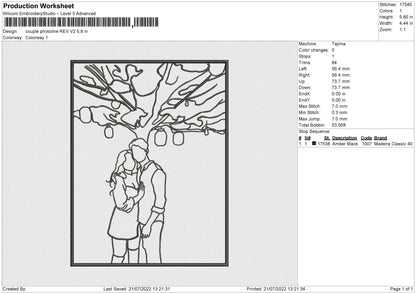 Couple Photoline V2 Embroidery File 4 sizes