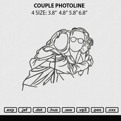 Couple Photoline Embroidery File 4 sizes