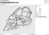 Couple Photoline Embroidery File 4 sizes