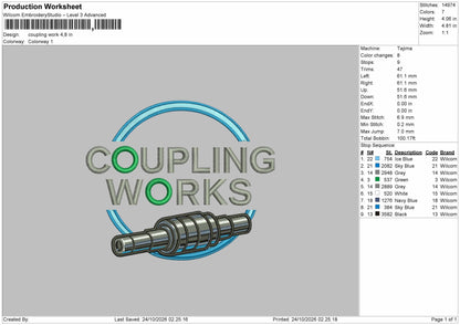 Couplingtext Embroidery Machine Design File 6 sizes