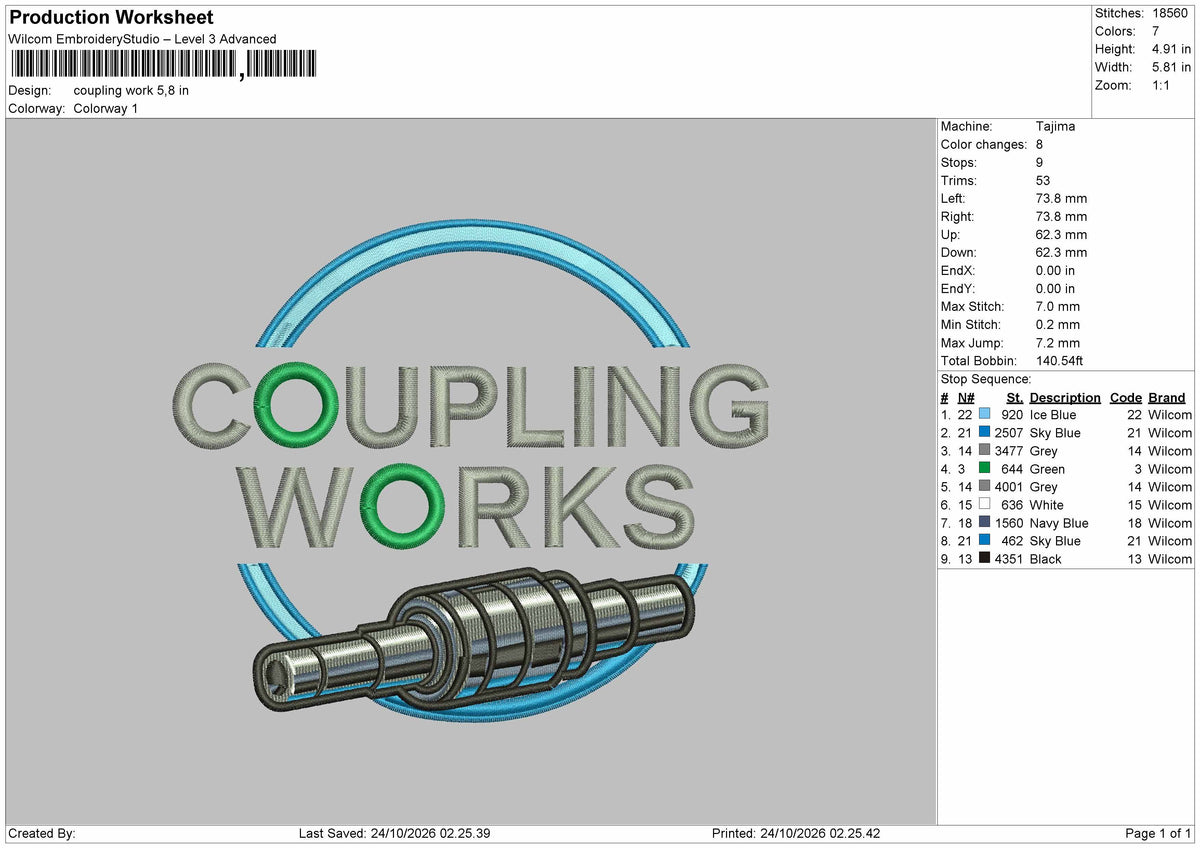 Couplingtext Embroidery Machine Design File 6 sizes