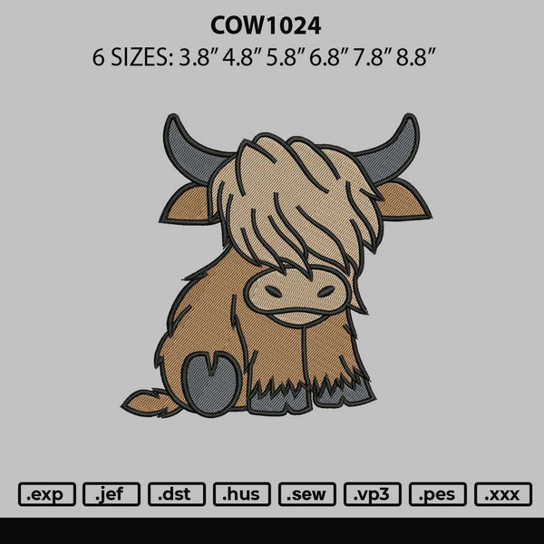 Cow1024 Embroidery File 6 sizes