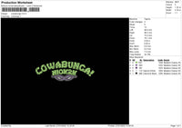 Cowabunga Embroidery File 4 size