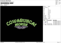 Cowabunga Embroidery File 4 size