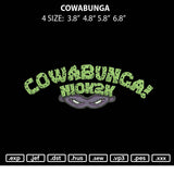 Cowabunga Embroidery File 4 size