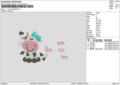 Cow Am Pm Embroidery 2 Files