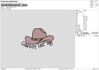 Cowboy Like Me Embroidery File 6 sizes