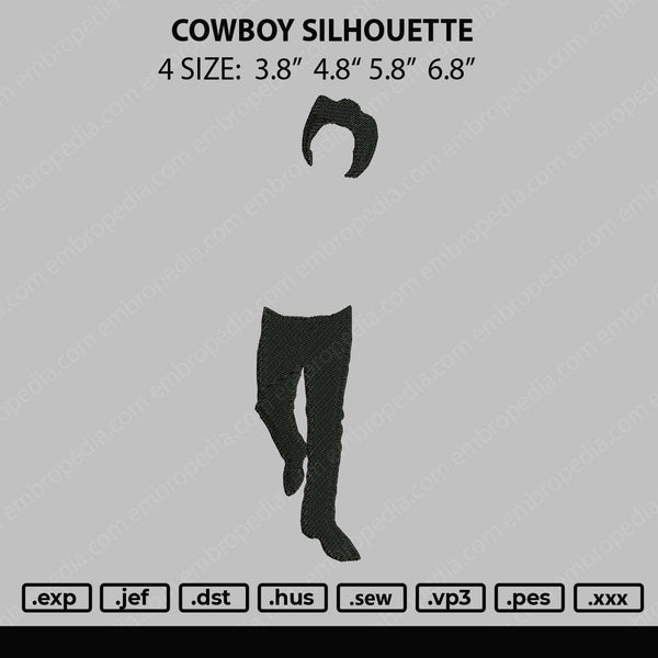 Cowboy Silhouette Embroidery File 4 size