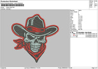 Skull 0909 Embroidery File 6 sizes