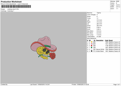 Cowboy Small Embroidery Machine Design File 6 sizes