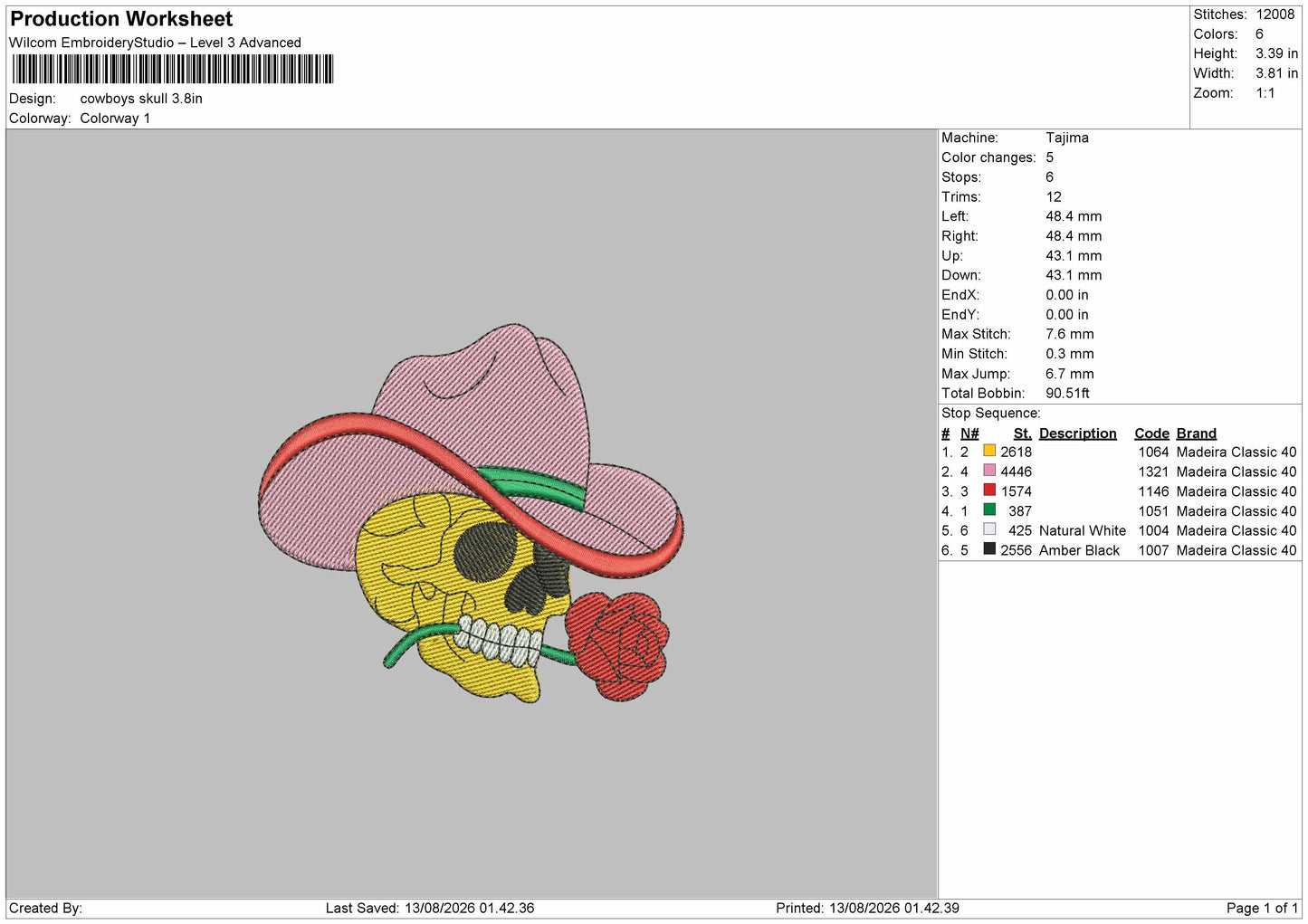 Cowboy Small Embroidery Machine Design File 6 sizes