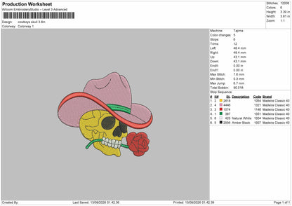 Cowboy Small Embroidery Machine Design File 6 sizes