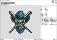 Cowboys Skull 2407 Embroidery File 6 sizes