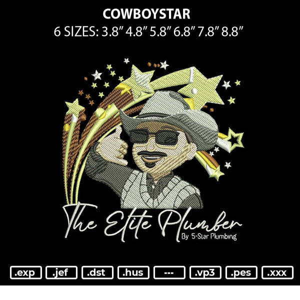 Cowboystar Embroidery File 6 sizes
