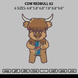 Cow Redbull 02 Embroidery File 6 Sizes