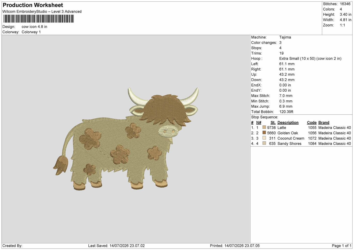 Cow Icon Embroidery Machine Design File 6 sizes
