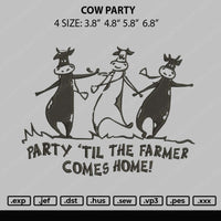 Cow Party Embroidery File 4 size