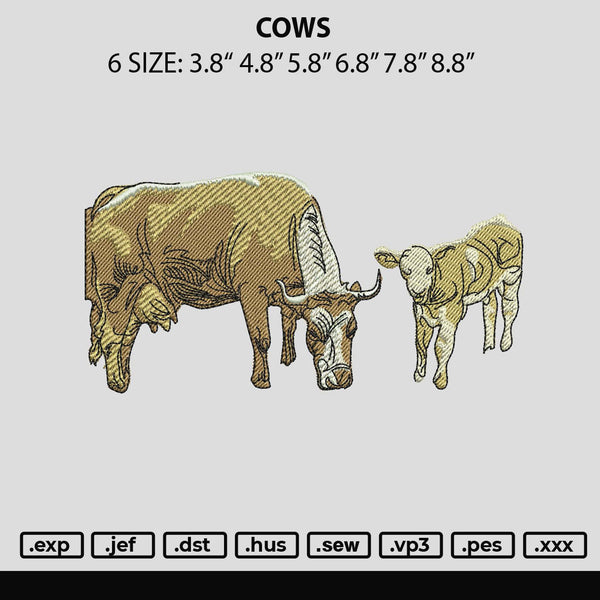 Cows Embroidery File 6 sizes