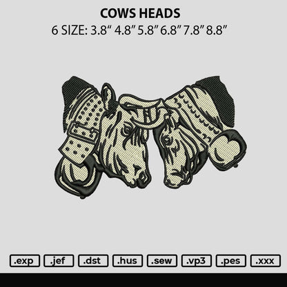 Cows Heads Embroidery File 6 sizes