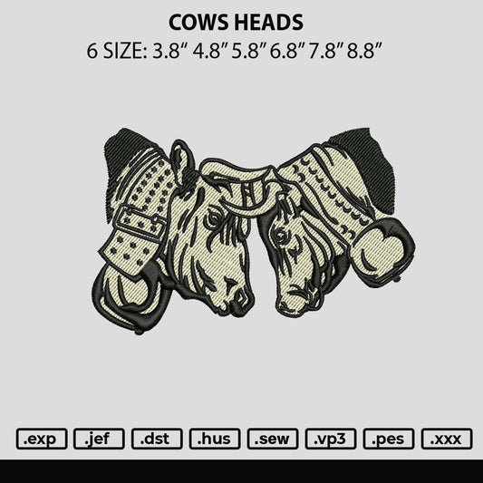 Cows Heads Embroidery File 6 sizes