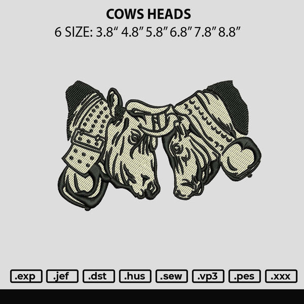 Cows Heads Embroidery File 6 sizes